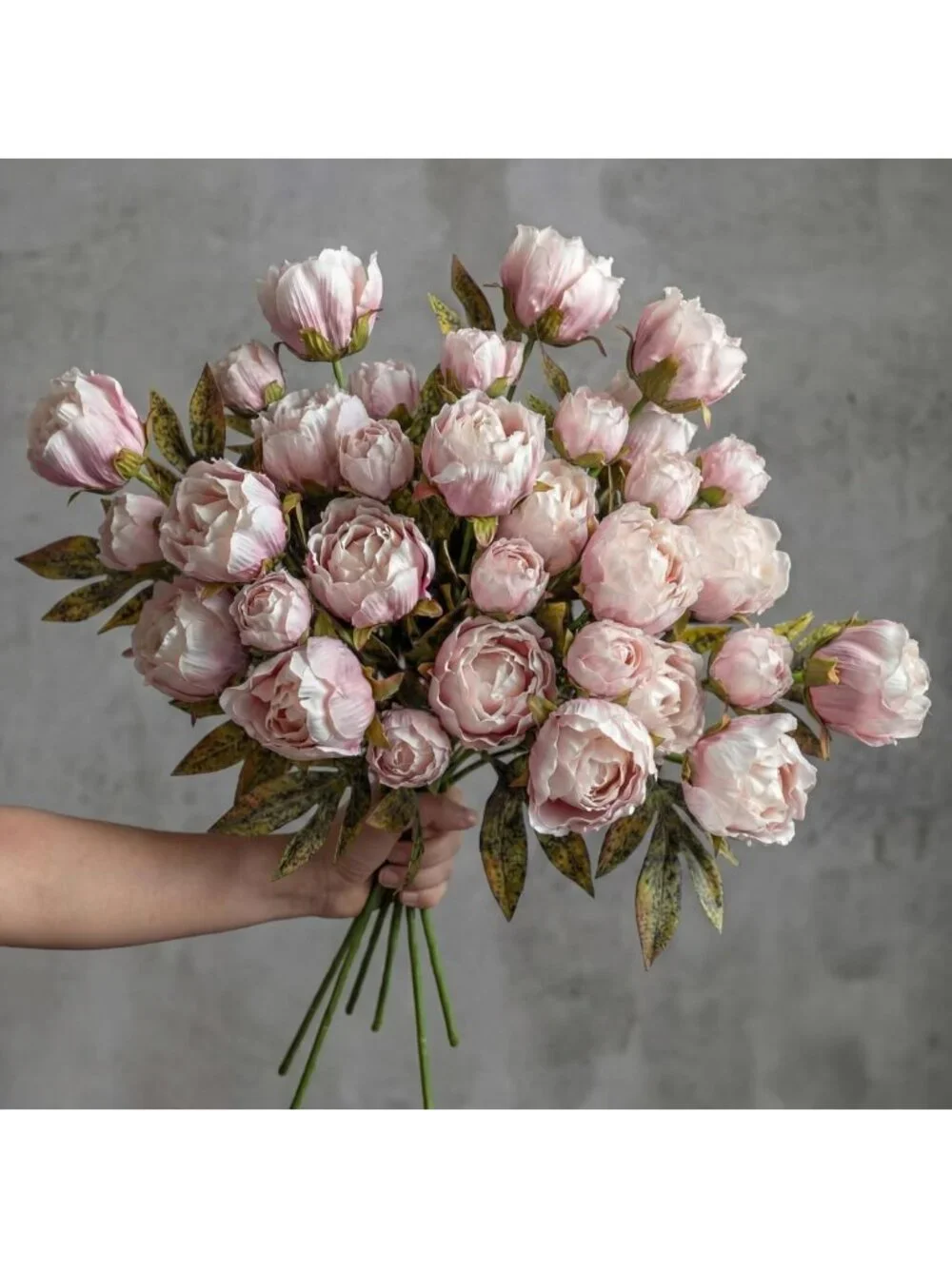 12 Pcs Faux Silk Peony Flowers Stem for Vase - Realistic Brownish Decor